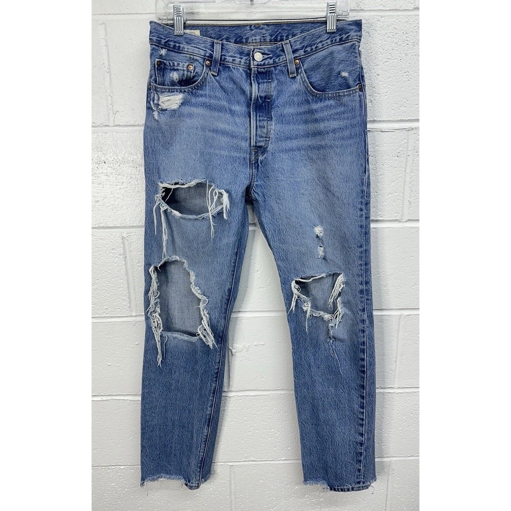 Levi Premium 501‎ Original Fit Ripped Women's Big E Jeans / Size 29x30
